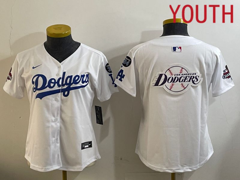 Youth Los Angeles Dodgers Blank White Game 2024 Nike MLB Jersey style 12098->youth mlb jersey->Youth Jersey